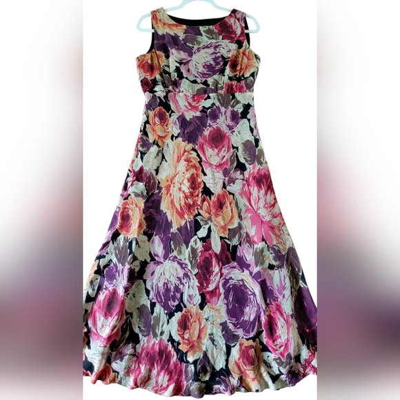 Talbots Pure Silk Vintage Sleeveless Floral Midi Silk Dress‎ Size 10